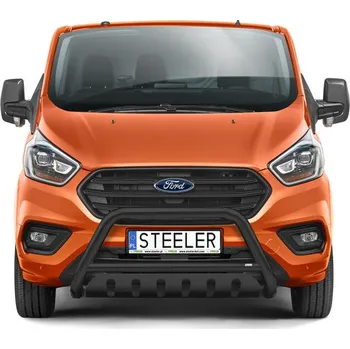 Tuning Ochranný rám "A" s příčkou a nápravovou deskou ČERNÝ - Ford Transit Custom (2018 - 2023)