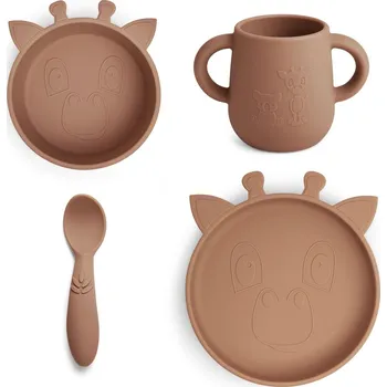 dětská jídelní sada NUUROO Lykke Silikonový Jídelní set Giraf Chocolate Malt