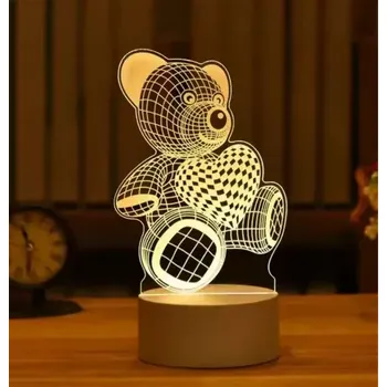 Dětské svítidlo Dětská 3D lampička medvídek – stylová a bezpečná dekorace s holografickým efektem (Nejroztomilejší lampa pro sladké sny)