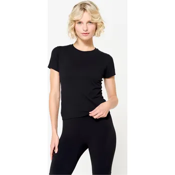 KIMJALY Dámské tričko s krátkým rukávem L ČERNÁ