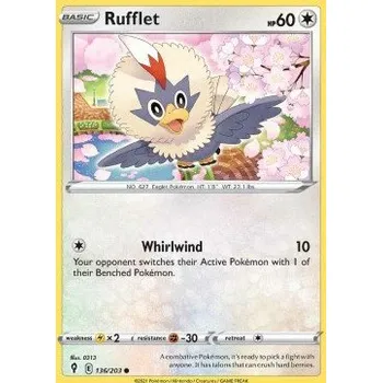 Sběratelská karetní hra Pokémon EVS 136/203 Rufflet- Evolving Skies Stav: Near Mint, Verze: NORMAL