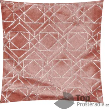 Dekorativní polštářek Povlak na polštářek mikroflanel se zlatým vzorem 40x40 - Růžový