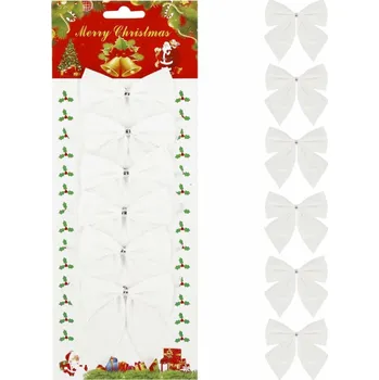 Vánoční dekorace Springos CA1308-XG vánoční mašle 8 x 7cm bílé sada 6 ks