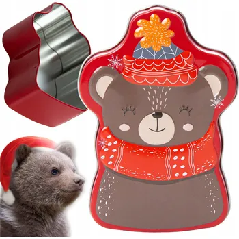 Obraz VÁNOČNÍ PLECHOVKA 9x13 CM NA BONBÓNY ČAJ VÁNOCE MEDVÍDEK