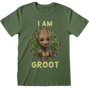 Pánské tričko Marvel|Guardians Of The Galaxy|Strážci galaxie: I Am Groot Badge (M) zelená bavlna