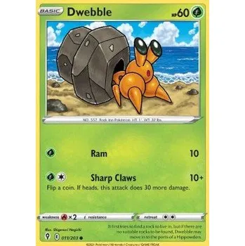 Sběratelská karetní hra Pokémon EVS 011/203 Dwebble - Evolving Skies Stav: Near Mint, Verze: NORMAL