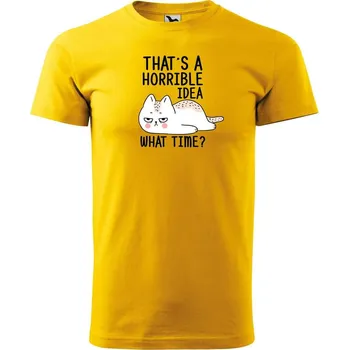 DOBRÝ TRIKO Pánské tričko s potiskem What time Velikost: 3XL, Barva: Žlutá