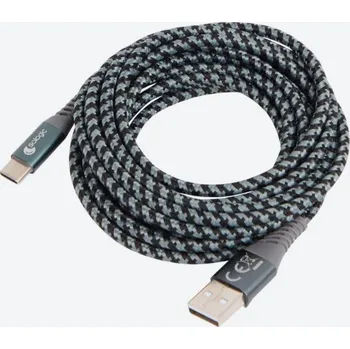 Datový kabel USB-C kabel opletený verze 2.0 černo/šedý 3m