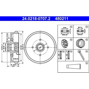 Brzdový buben Brzdový buben ATE 24.0218-0707.2
