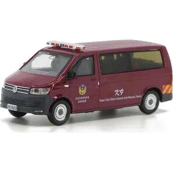 autíčko Volkswagen T6 Transporter Tchaj-Wan Požární Zařízení 1:64 - Tiny Toys VW T6 TransporterTaiwan Fire Appliance - sběratelský model auta 1/64