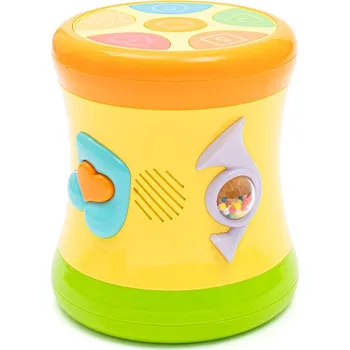 Hračka pro nejmenší Oboustranný dynamický bubínek Baby Mix žlutý
