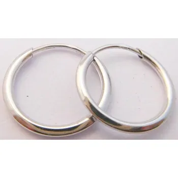 Náušnice Klenoty Budín Dámské zlaté hladké kruhy z bílého zlata průměr 12mm 585/0,30gr H385 (Klenoty Budín Dámské zlaté hladké kruhy z bílého zlata průměr 12mm 585/0,30gr H385)