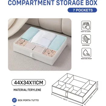 Úložný box VERK GROUP Krabicový organizér oblečení 7 přihrádek 31007 ŠEDÁ