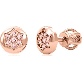 Náušnice Couple, Elegantní peckové náušnice Elmina, růžové zlato se zirkony, Šroubek, 585-66-3-0403.4C00.0.00.008.05