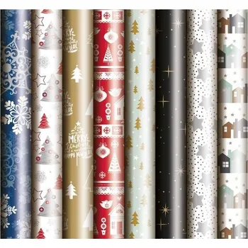 Papír Vánoční balící dárkový papír v roli, 70 cm x 5 m - mix vzorů