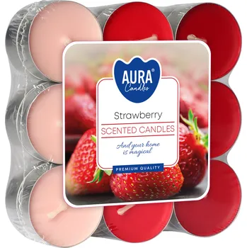 Svíčka Aura Čajové svíčky - Strawberry 18 ks Doba hoření: 4 h