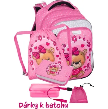 Školní batoh Malý školní set pro prvňáčky Lumi 24 H Medvídek (batoh + penál + sáček na TV+ box + malý sáček)