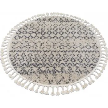 Koberec Kulatý koberec se střapci Herbert - dlouhý vlas 7 - krémový Rozměr koberce: kruh 120 cm