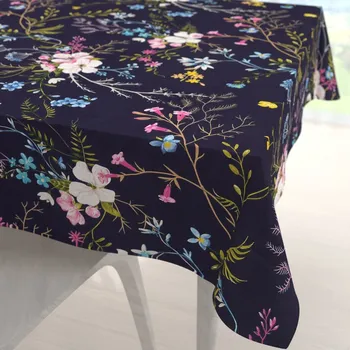 ubrus Bavlněný čtvercový ubrus Sandra SA-557 Modro-růžové kvítí na tmavě modrém 40x40 cm