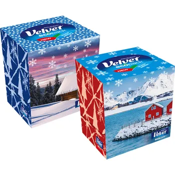 Papírový kapesník Velvet Care Velvet papírové kapesníky BOX 60 ks 3-vrstvé Winter Edition 60 ks