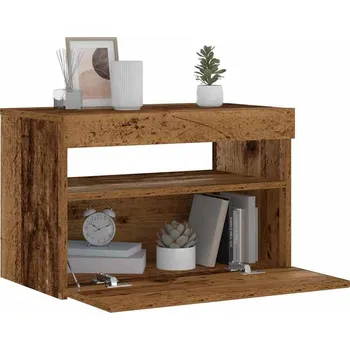 Ložnice vidaXL Noční stolek s LED osvětlením 60 x 35 x 40 cm [3082782] Barva: Staré dřevo