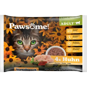 Krmivo pro kočku Výhodné balení: 8x85g Pawsome Adult Cat - kuřecí