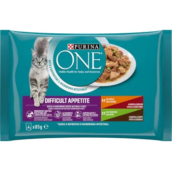 Krmivo pro kočku Výhodné balení: 16ks-16x85g PURINA ONE Difficult Appetite kuřecí a krocaní vlhké krmivo pro kočky