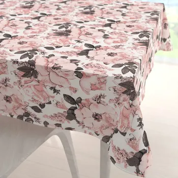 ubrus Bavlněný čtvercový ubrus Sandra SA-549 Růžové růže a poupata na bílém 40x40 cm