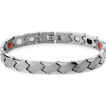 Náramek Asymetrický titanový magnetický náramek stříbrné barvy - Lucleon