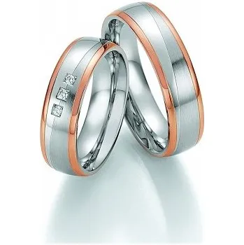 Prsten Ráj snubních prstenů | Diamantové snubní prsteny kombinace z chirurgické oceli a 14 karátového zlata skladem 5626