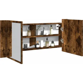 zahrada-XL LED koupelnová skříňka se zrcadlem kouřový dub 100 x 12 x 45 cm 834959