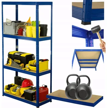 Dílenský regál Kovový regál do skladu, garáže HELIOS 180x120x50cm, 4 police, nosnost 275kg/police