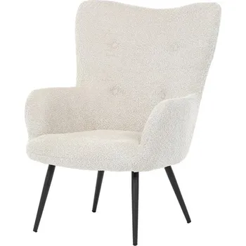 Křeslo Relaxační křeslo ušák LEMON — kov, látka, černá / krémová