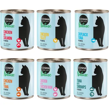 Krmivo pro kočku 24x280g Cosma Nature - mix (6 druhů)