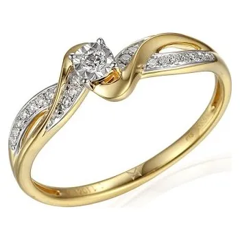 Prsten Ráj snubních prstenů | Luxusní zásnubní prsten s brilianty ze žlutého zlata velikost 54 - 5021