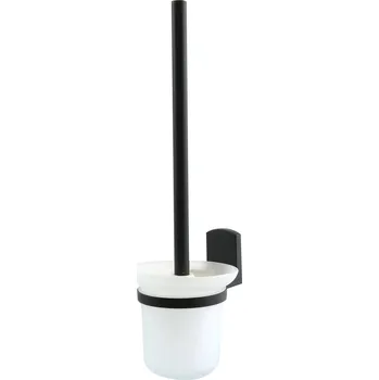 WC štětka Spirella nástěnná WC štětka TAKU, se skleněnou nádobou, matná černá-bílá, ocel