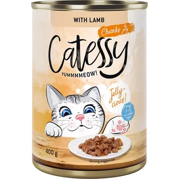 Krmivo pro kočku 48x400g Catessy kousky v želé nebo v omáčce - jehněčí v želé