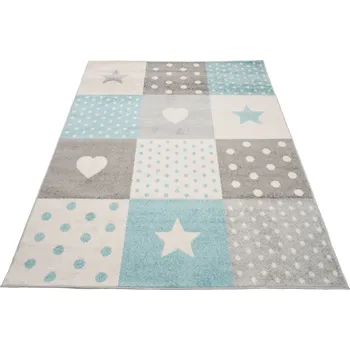 Koberec Dětský koberec Lazur - srdíčka 1 - modrý/bílý Rozměr koberce: 80x150 cm