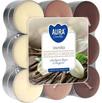 Svíčka Aura Čajové svíčky - Vanilla 18 ks Doba hoření: 4 h