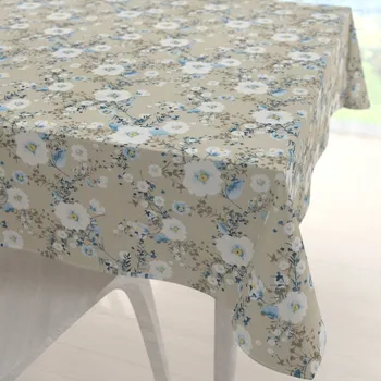 ubrus Bavlněný čtvercový ubrus Sandra SA-552 Modré pnoucí květy na béžovém 40x40 cm