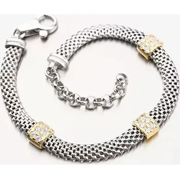 Oblečení a móda Dámský náramek stříbro 925 zirkon pozlacený B1400751-1304-SLX délka 18 cm