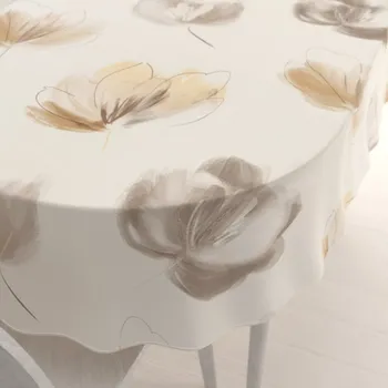 ubrus Dekorační oválný ubrus PM-109 Akvarelové tulipány na krémovém 50x100 cm