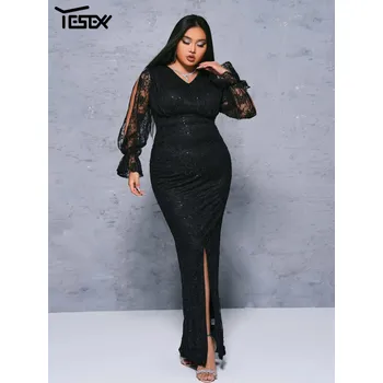 Dámské šaty Dlouhé společenské šaty LC9997 Barva: Černá, Velikost: XL