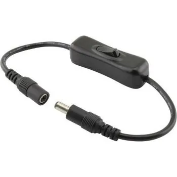 LED páska Kabel s vypínačem a konektory DC 5,5 x 2,1mm, 2x 15cm Černá