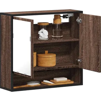 Koupelnový nábytek Koupelnová skříňka se zrcadlem hnědý dub 65x20x60 cm kompozit Hnědá 849263