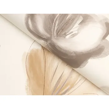 Dekorační látka PM-109 Akvarelové tulipány na krémovém - šířka 150 cm