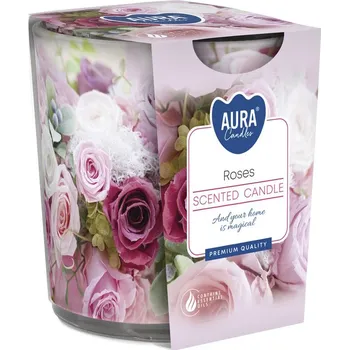 Svíčka Aura Vonná svíčka ve skle - Roses Doba hoření: 22 h