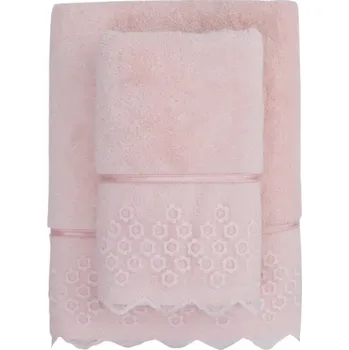 Ručník Soft Cotton Ručník FREYA s krajkou 50x100cm Barva: Růžová