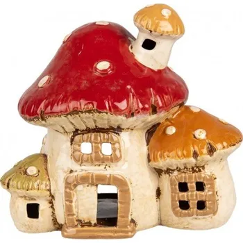 Svícen Keramický svícen ve tvaru houby muchomůrky 16 cm