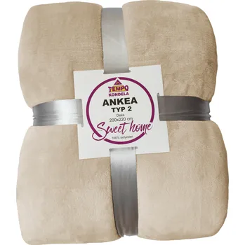 Bytový textil Tempo Kondela Oboustranná deka, bílá/krémová, 200x220, ANKEA TYP 2